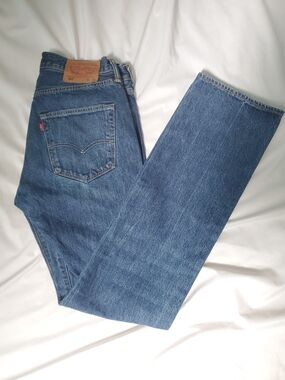 Levi's 501 Original Fit Jeans Mens W32 L34 Dark Blue Straight Cut Button Fly